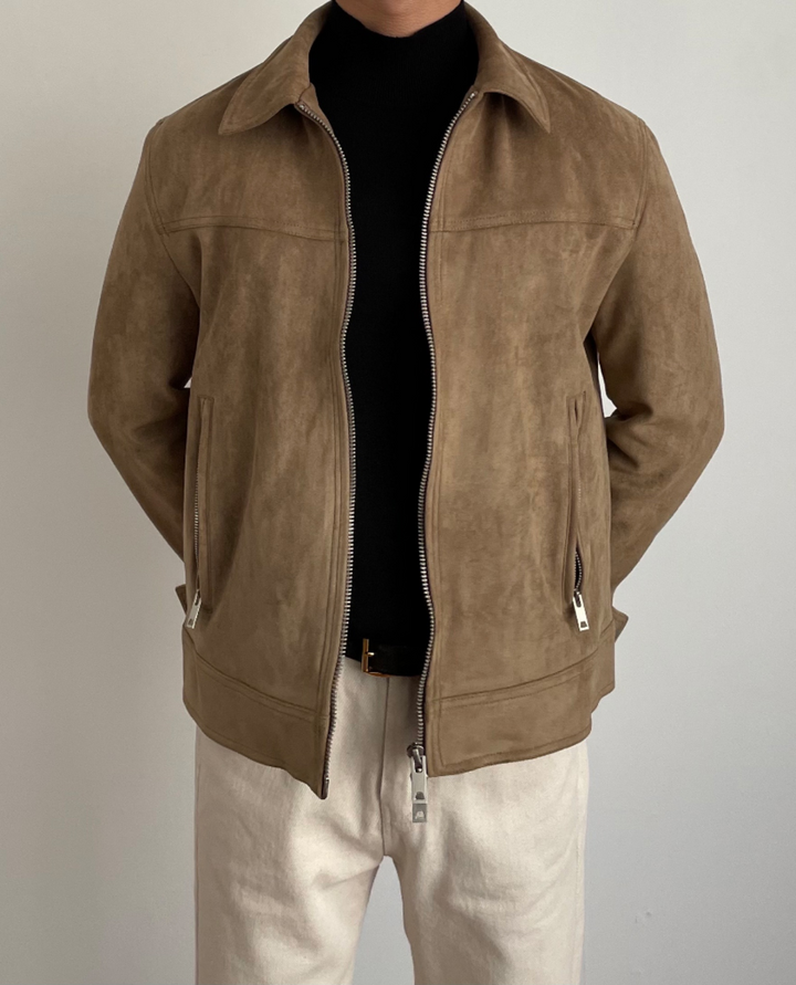 Romel Suede Zip Jacket Beige
