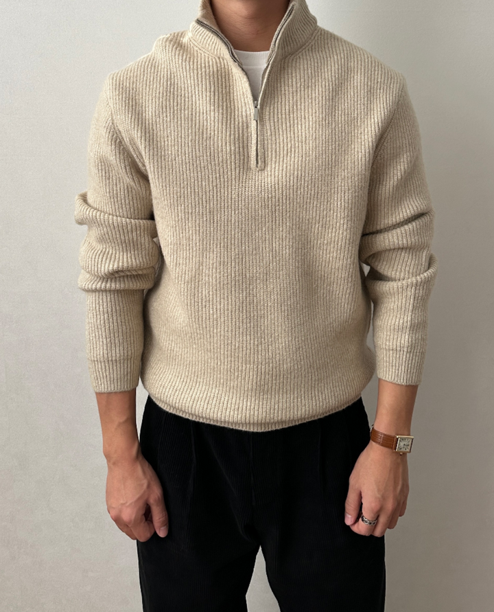 Sebastian Quarter Zip Sweater Beige