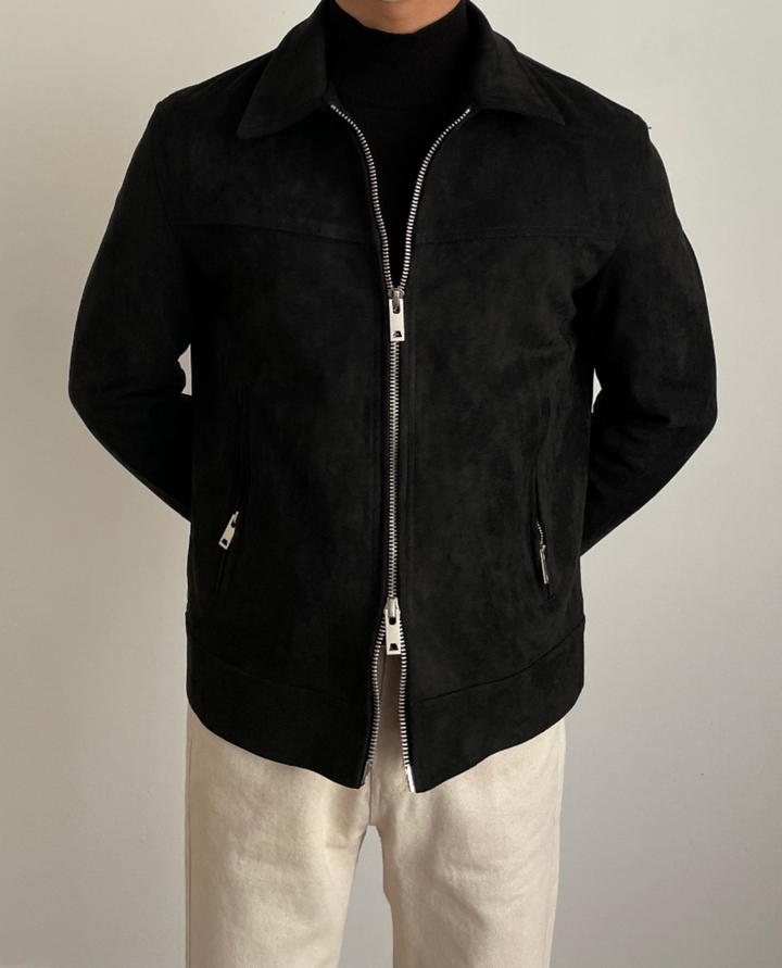 Romel Suede Zip Jacket Black