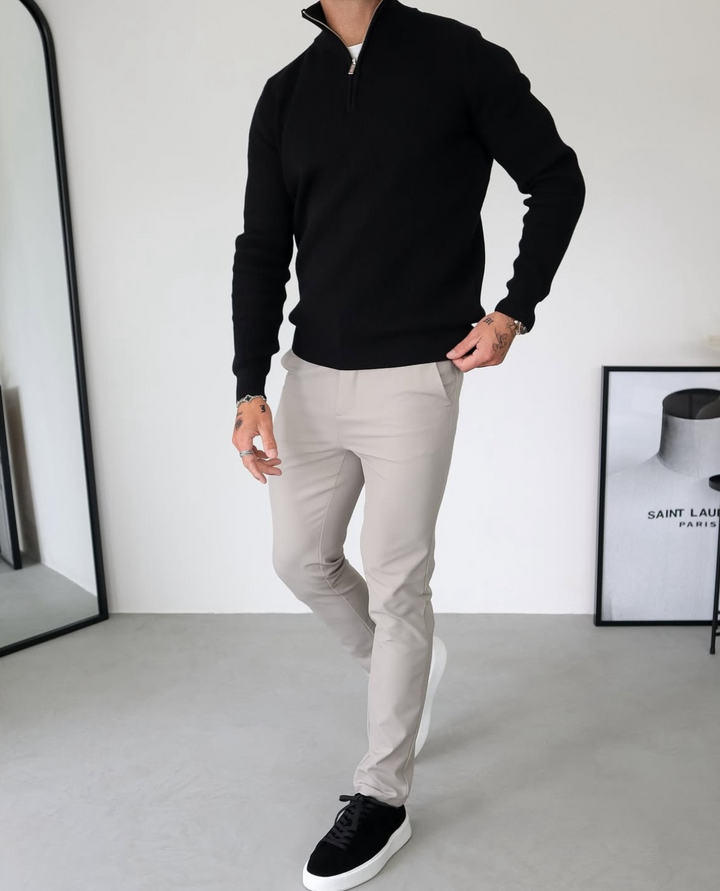 The Lecco Quarter Zip Sweater Black