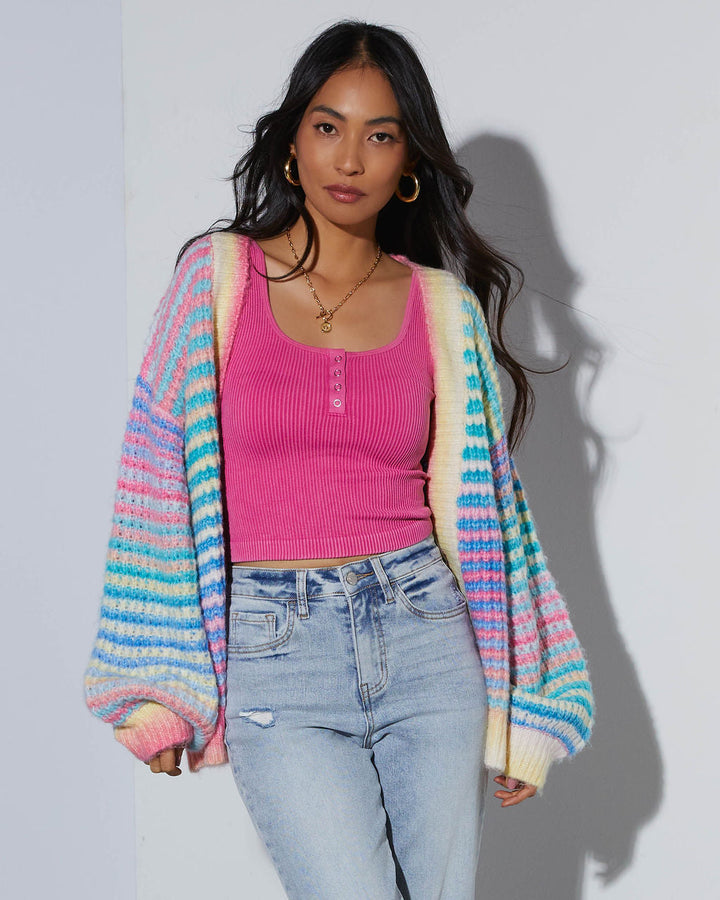 Gayle Knit Stripe Open Front Cardigan Multi