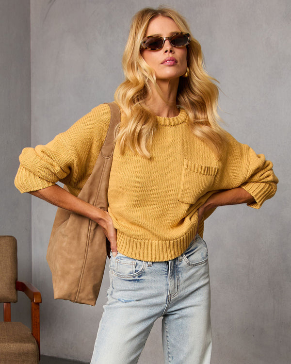 Bilos Relaxed Ribbed Knit Sweater Mustard