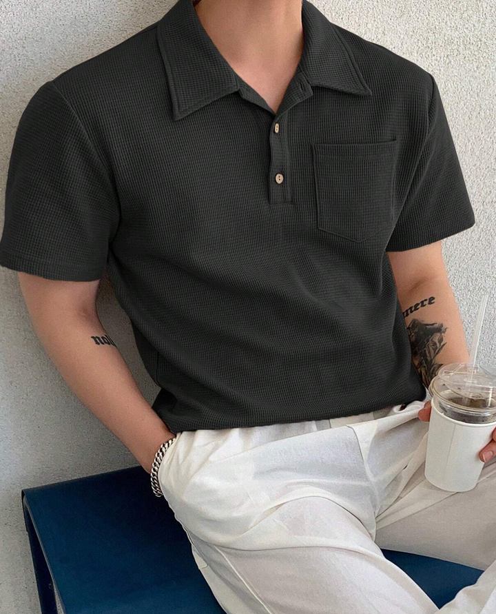 Venezia Patched Polo Shirt Black