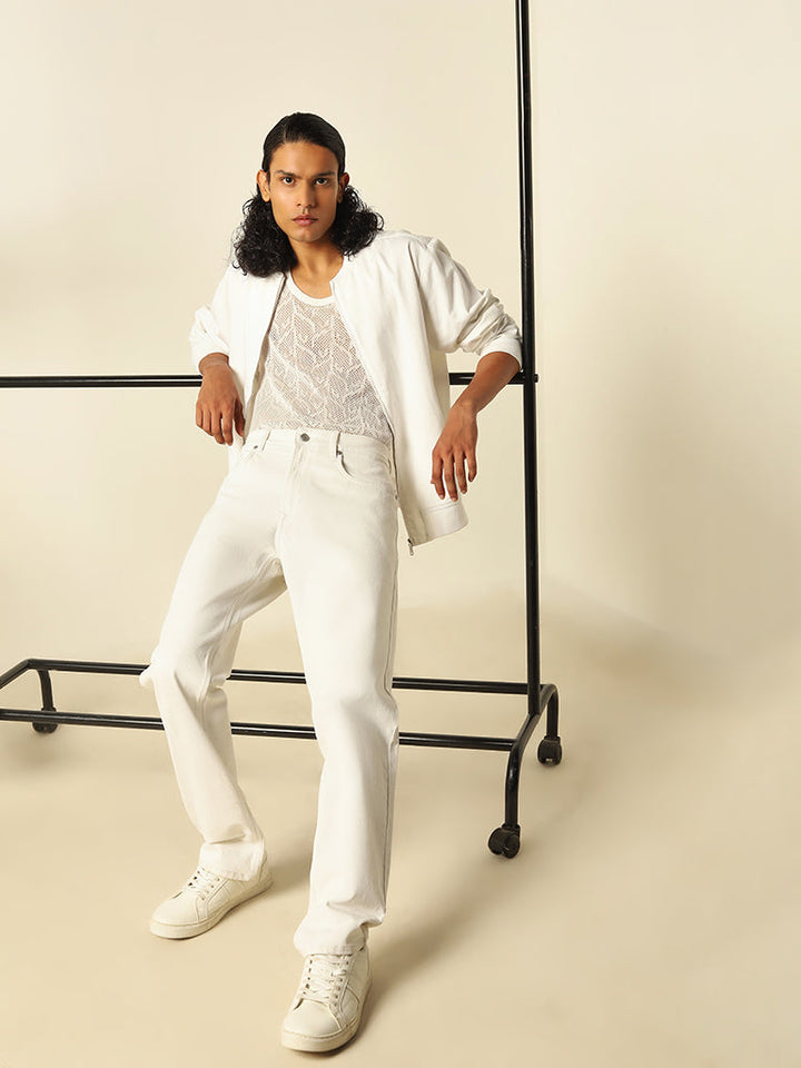 Ascot White Relaxed-Fit Mid-Rise Jeans