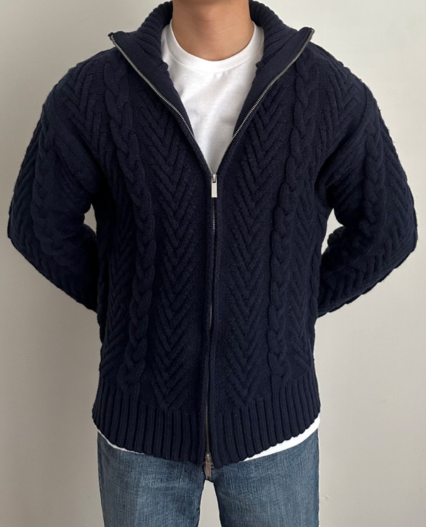 Lazio Cable Cardigan Navy Blue