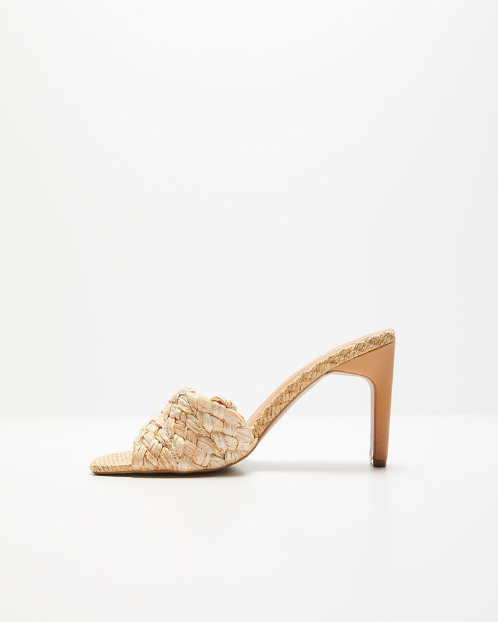 Kori Woven Peep Toe Heeled Sandals Nude