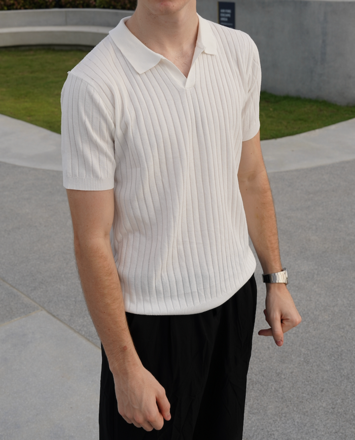 Slim-Fit Ribbed Polo Shirt
