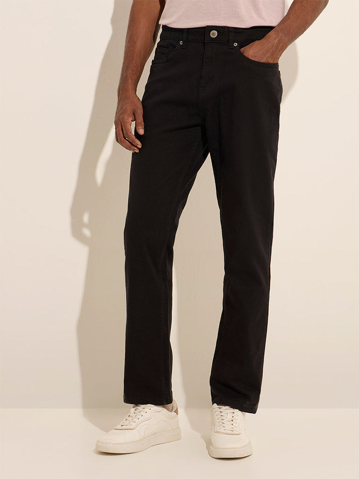 WES Casuals Black Relaxed-Fit Jeans