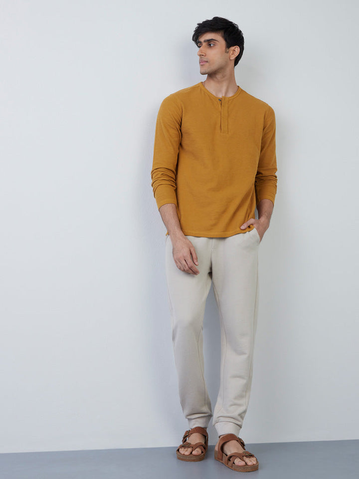 ETA Ecru Knit-Textured Slim-Fit Mid-Rise Cotton-Blend Joggers