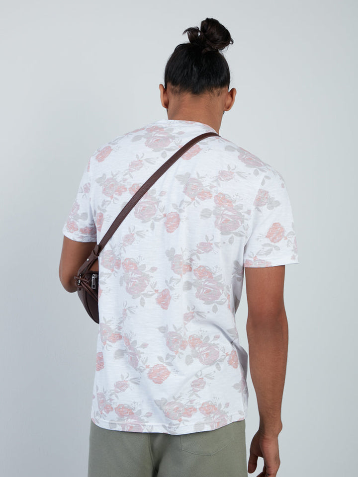 ETA White Floral Print Slim-Fit T-Shirt