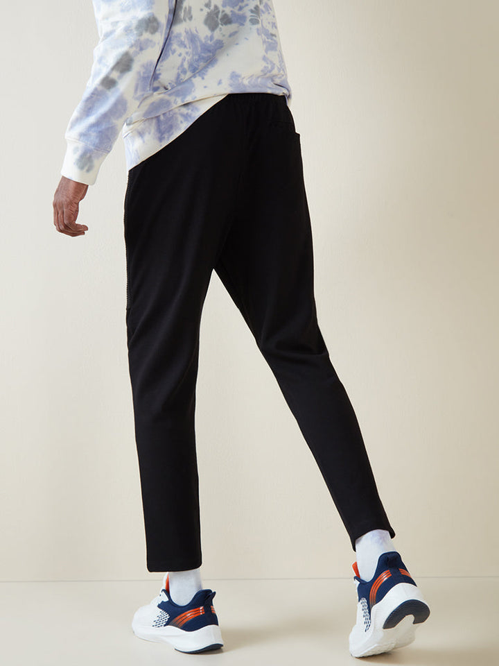 Studiofit Black Ribbed Texture Slim-Fit Joggers