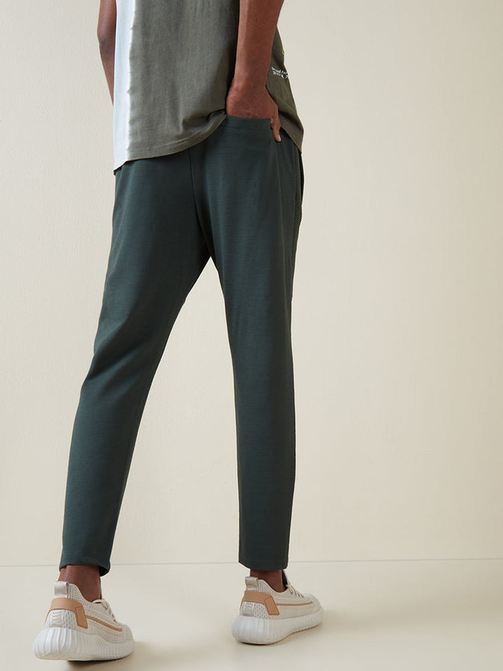 Studiofit Olive Ribbed Texture Slim-Fit Joggers