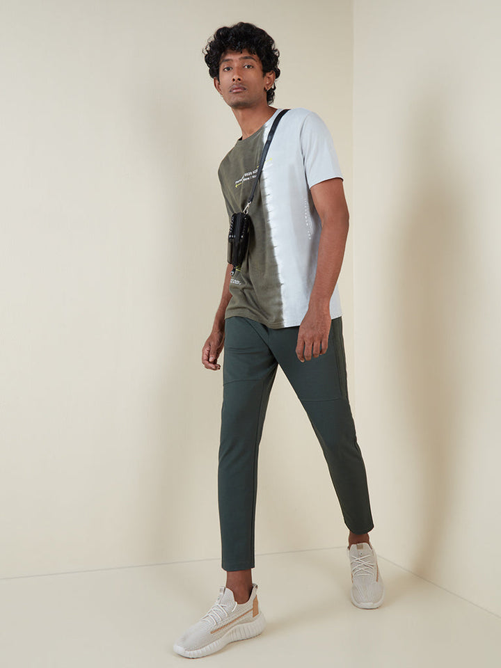 Studiofit Olive Ribbed Texture Slim-Fit Joggers