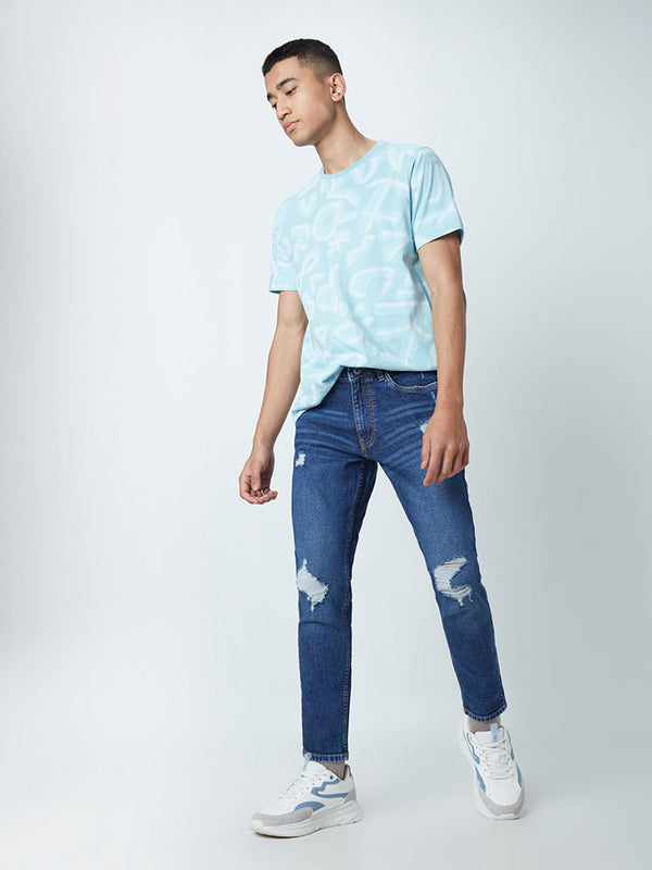 Nuon Dark Blue Straight-Fit Mid-Rise Jeans