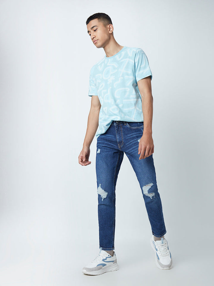 Nuon Dark Blue Straight-Fit Mid-Rise Jeans