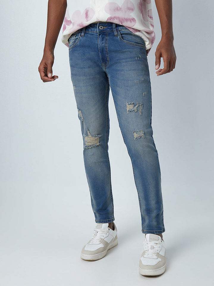 Nuon Blue Straight-Fit Mid-Rise Jeans
