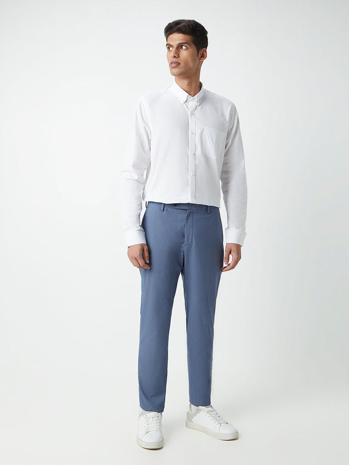 WES Formals White Cotton Slim-Fit Shirt