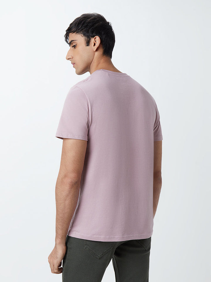 WES Casuals Lilac Eco-Save Cotton Slim-Fit T-Shirt