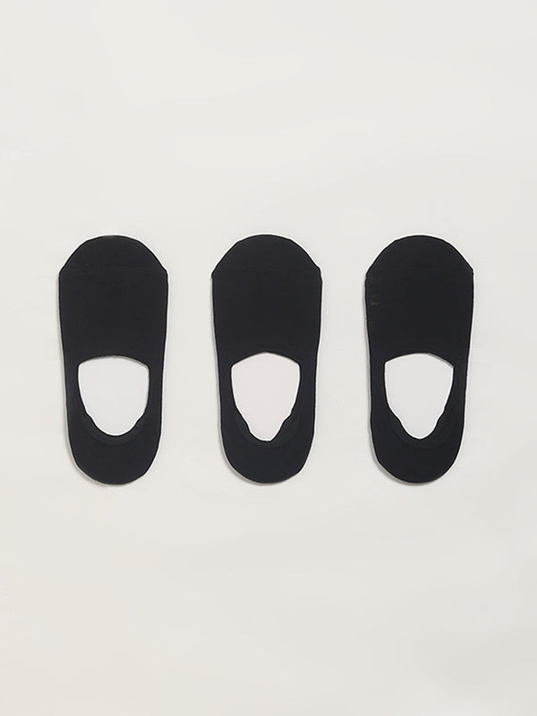 WES Lounge Black No-Show Cotton-Blend Socks - Pack of 3