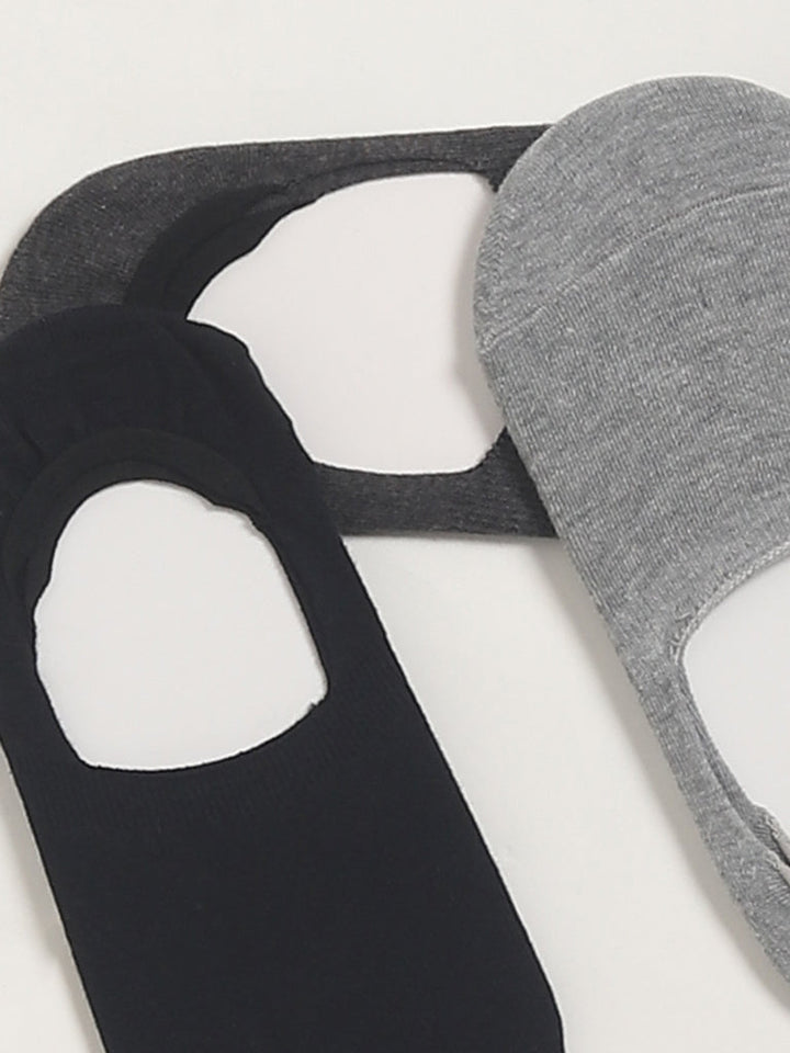 WES Lounge Grey No-Show Cotton-Blend Socks - Pack of 3