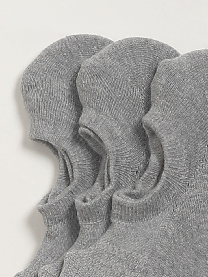 WES Lounge Grey No-Show Cotton-Blend Socks - Pack of 3