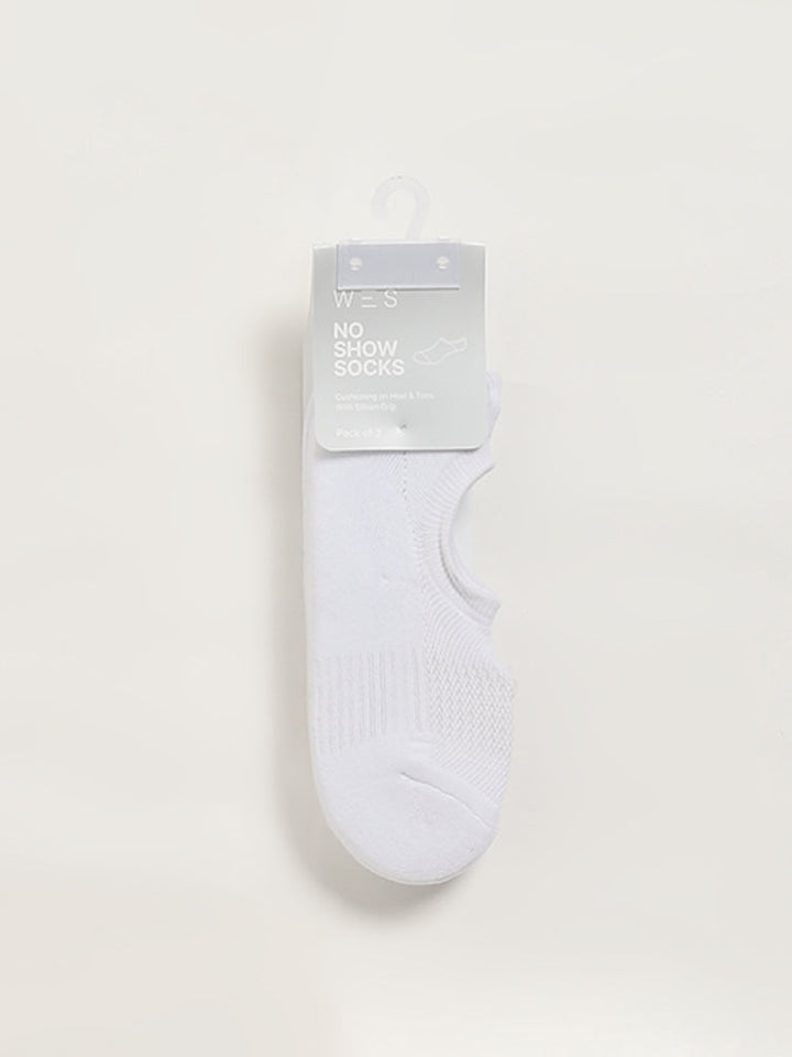 WES Lounge White No-Show Cotton-Blend Socks - Pack of 3