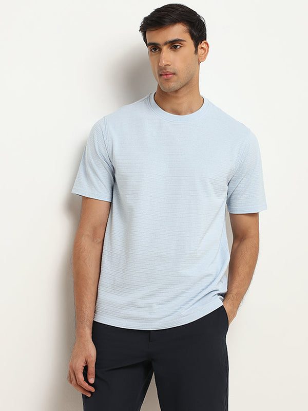 WES Lounge Blue Relaxed Fit Knit Cotton-Blend T-Shirt