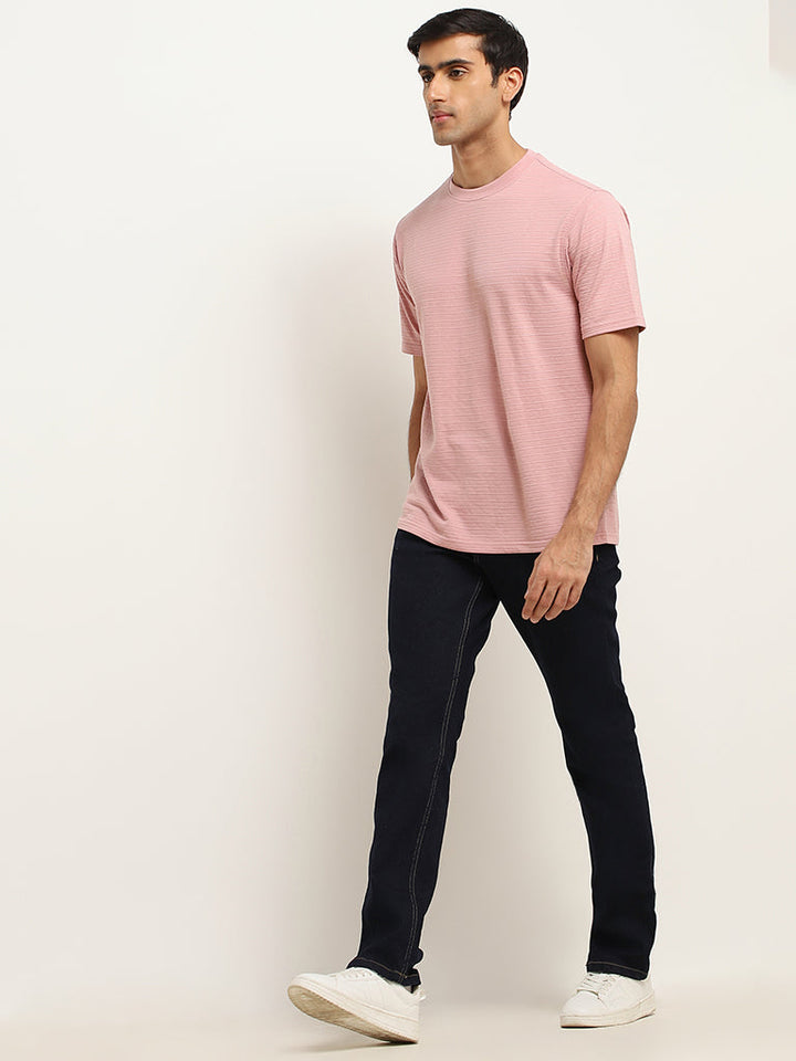 WES Lounge Dusty Pink Relaxed Fit Knit Cotton T-Shirt