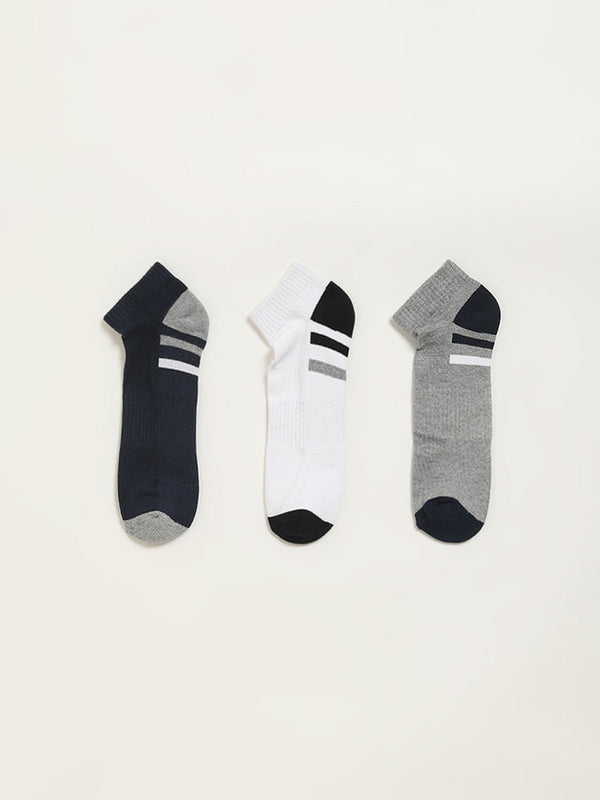 WES Lounge Multicolour Printed Cotton-Blend Trainer Socks - Pack of 3