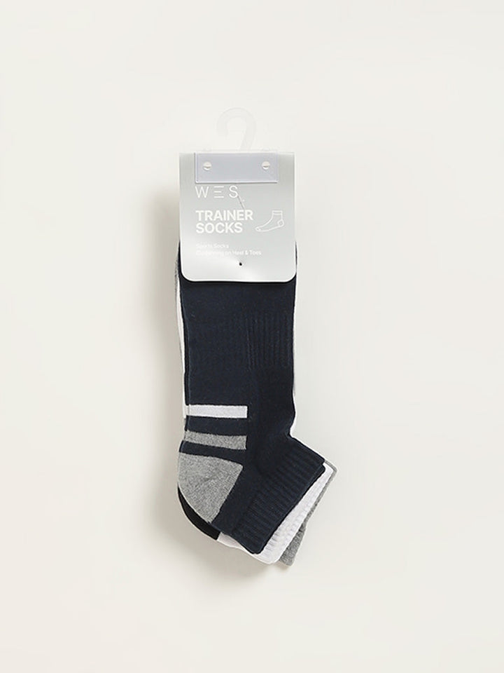 WES Lounge Multicolour Printed Cotton-Blend Trainer Socks - Pack of 3