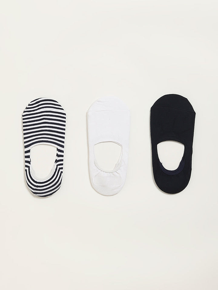 WES Lounge Multicolour Printed Cotton-Blend Invisible Socks - Pack of 3