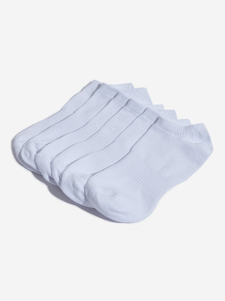 WES Lounge White Solid Cotton-Blend Socks - Pack of 3