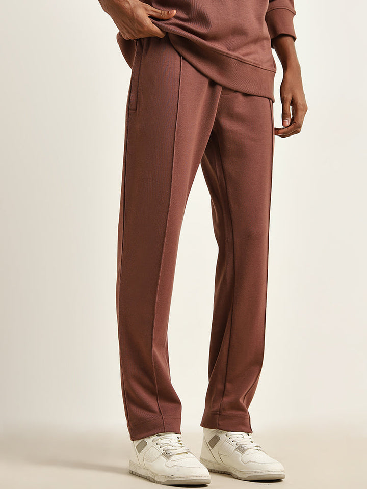 Studiofit Rust Relaxed-Fit Cotton-Blend Track Pants