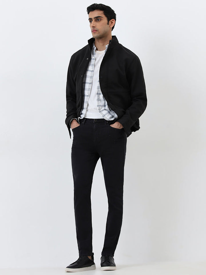 WES Casuals Charcoal Slim-Fit Mid-Rise Jeans