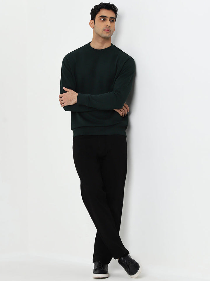 WES Casuals Dark Green Relaxed-Fit Cotton-Blend Sweatshirt