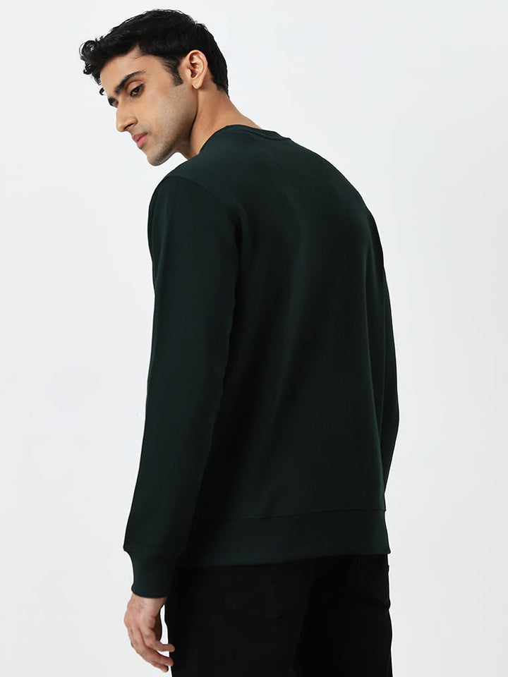 WES Casuals Dark Green Relaxed-Fit Cotton-Blend Sweatshirt