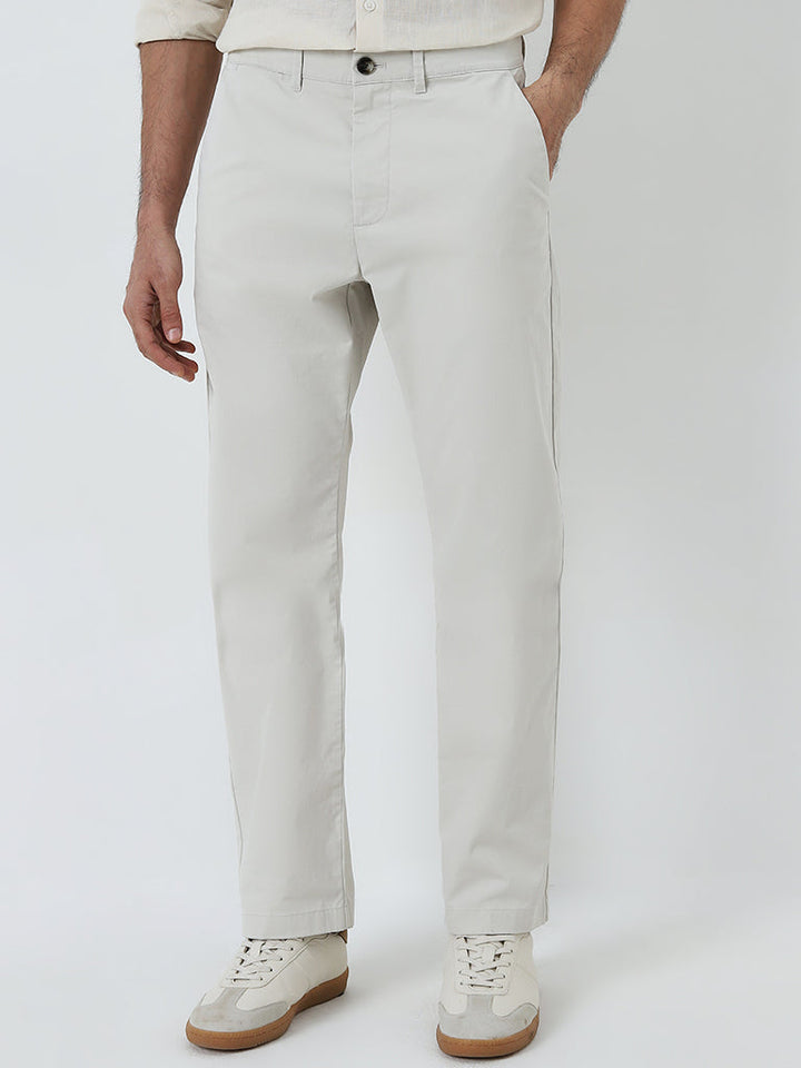 Ascot Off-White Relaxed-Fit Mid-Rise Cotton-Blend Chinos