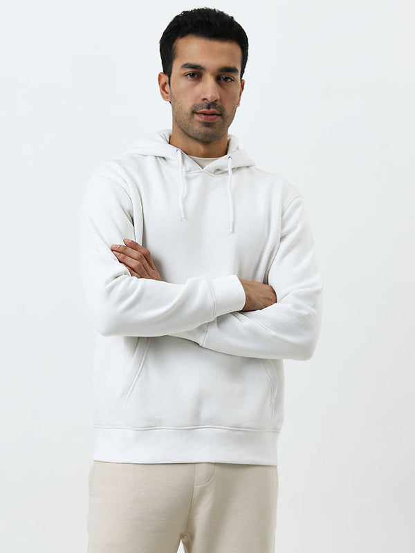 WES Casuals White Relaxed-Fit Cotton-Blend Sweatshirt