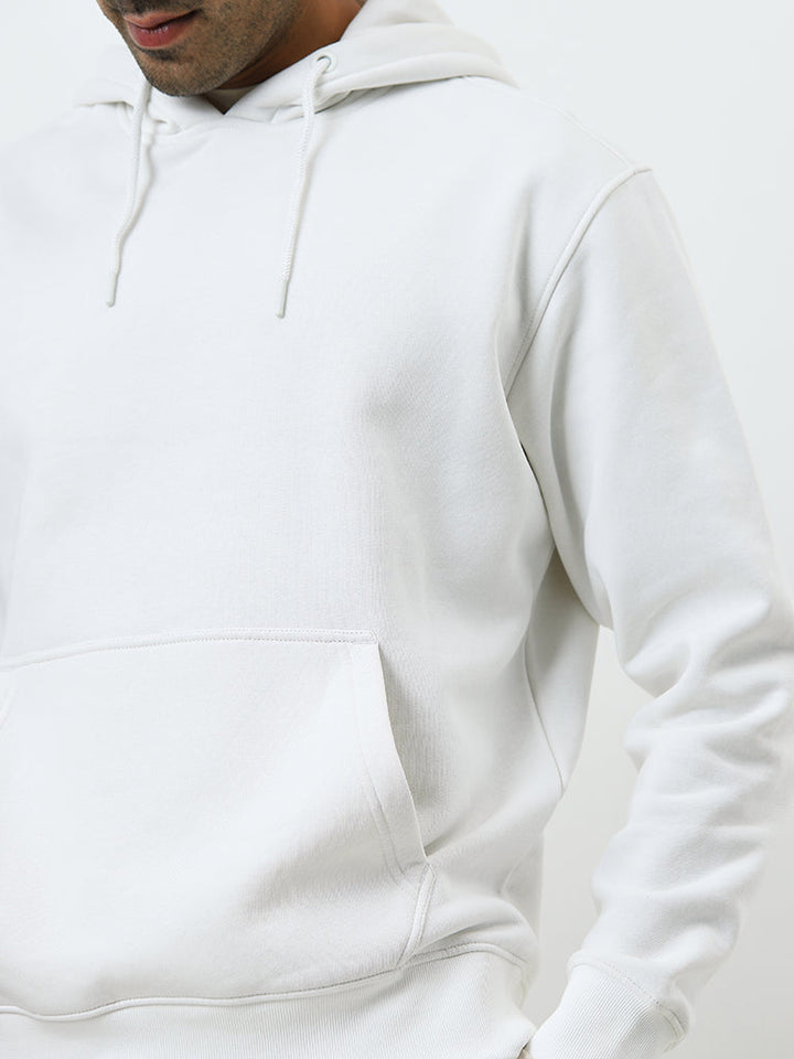 WES Casuals White Relaxed-Fit Cotton-Blend Sweatshirt