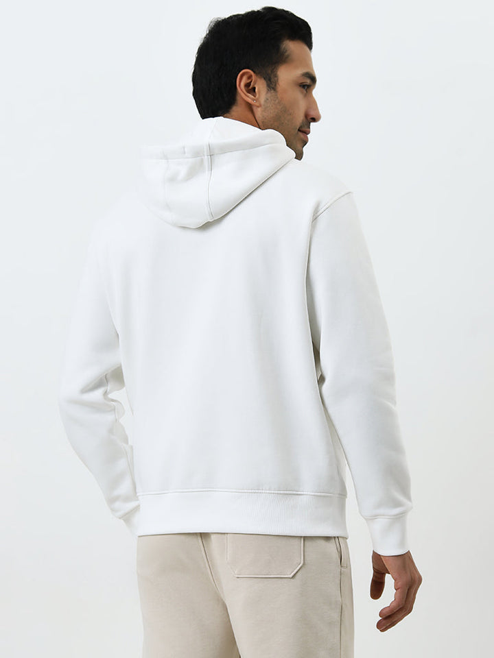 WES Casuals White Relaxed-Fit Cotton-Blend Sweatshirt