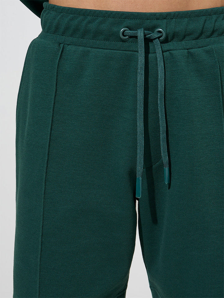 Studiofit Emerald Green Relaxed-Fit Cotton-Blend Shorts