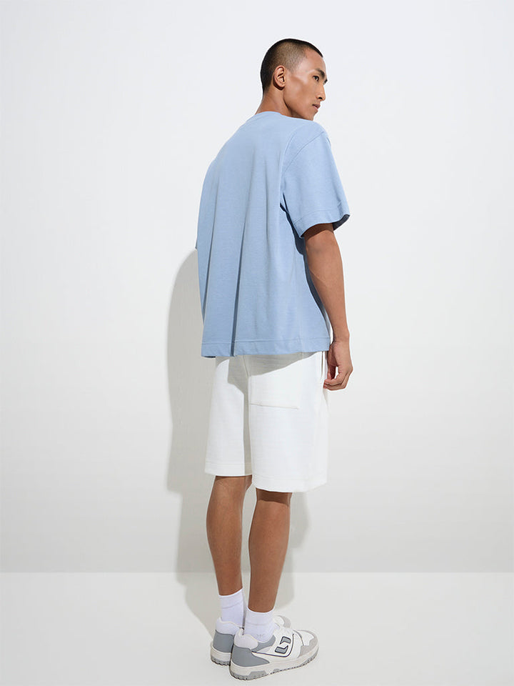 Studiofit White Relaxed-Fit Mid-Rise Cotton-Blend Shorts