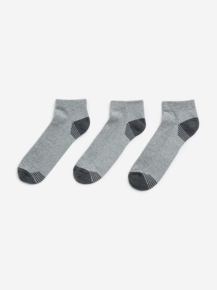 WES Lounge Grey Trainer Cotton-Blend Socks - Pack of 3