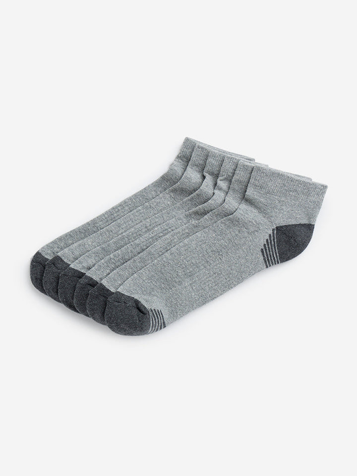 WES Lounge Grey Trainer Cotton-Blend Socks - Pack of 3