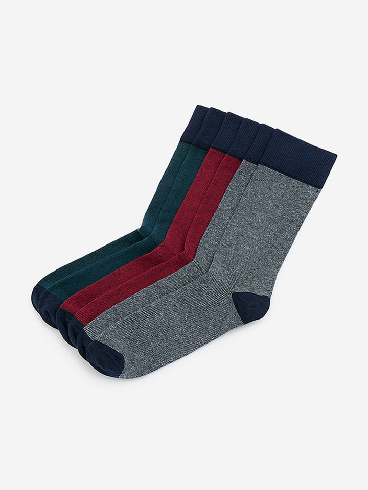 WES Lounge Multicolour Full-Length Cotton-Blend Socks - Pack of 3