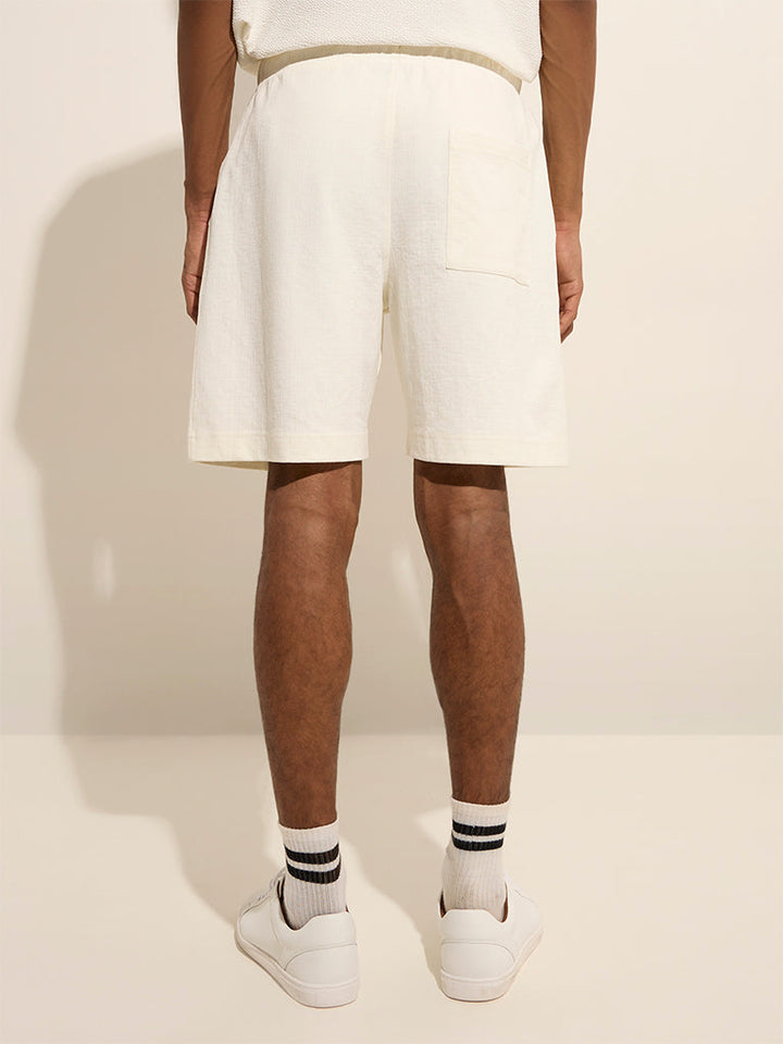 Studiofit Off-White Relaxed-Fit Mid-Rise Cotton Shorts