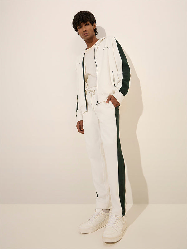 Studiofit Off-White Relaxed-Fit Mid-Rise Cotton Track Pants