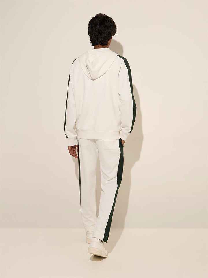 Studiofit Off-White Relaxed-Fit Mid-Rise Cotton Track Pants