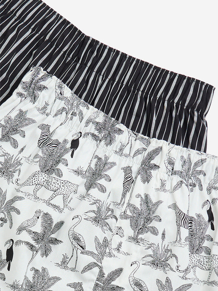 WES Lounge Black Relaxed-Fit Cotton Boxers - Pack of 2