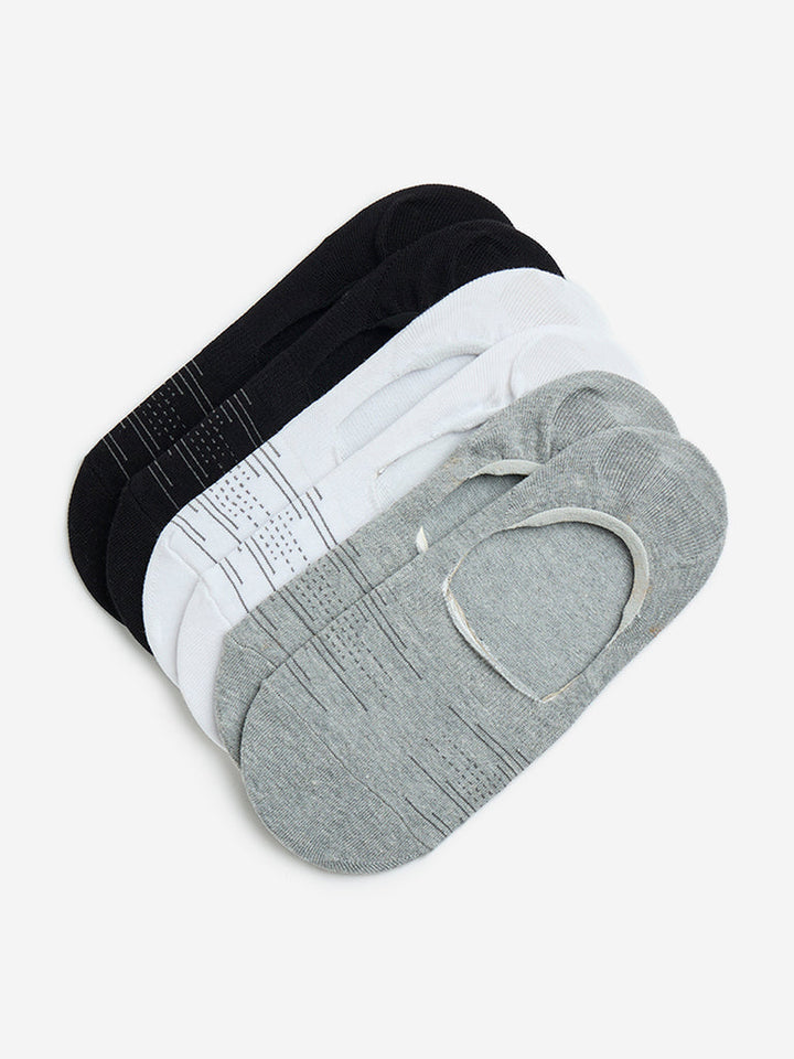 WES Lounge Black Printed Cotton-Blend Socks - Pack of 3